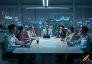 future of work technology hr software team meeting craiyon